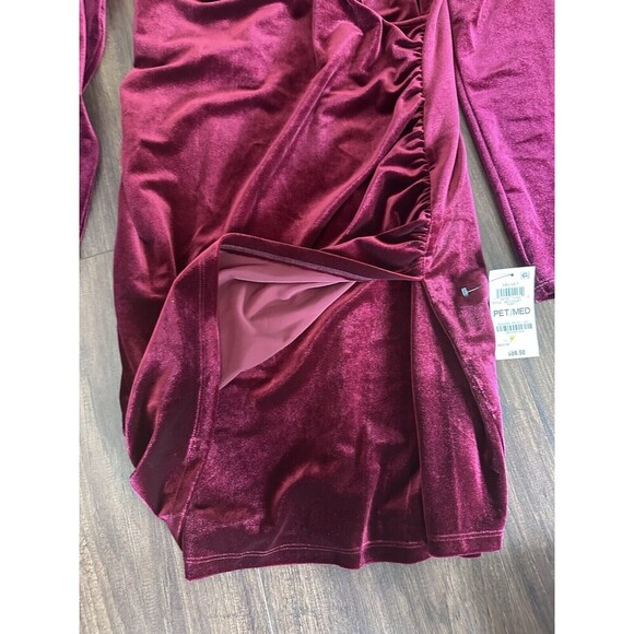 I.N.C. International Concepts Women's Velvet Wrap Mini Dress Red Burgundy P M - Picture 6 of 12